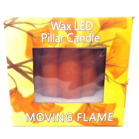 Pumpkin Wax LED Pillar Candle Moving Flame 6X5in. New - Picture 5 of 5